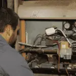 Technician working on HVAC tune up