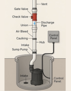 Sump Pump Drawing With Parts Identified
