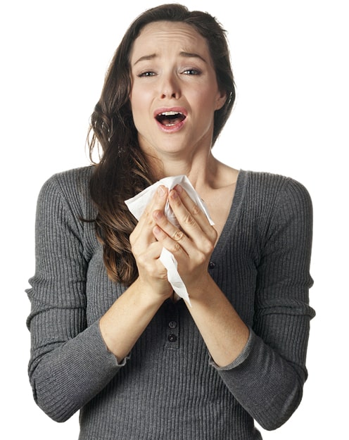 Woman ready to sneeze photo allergies not normal