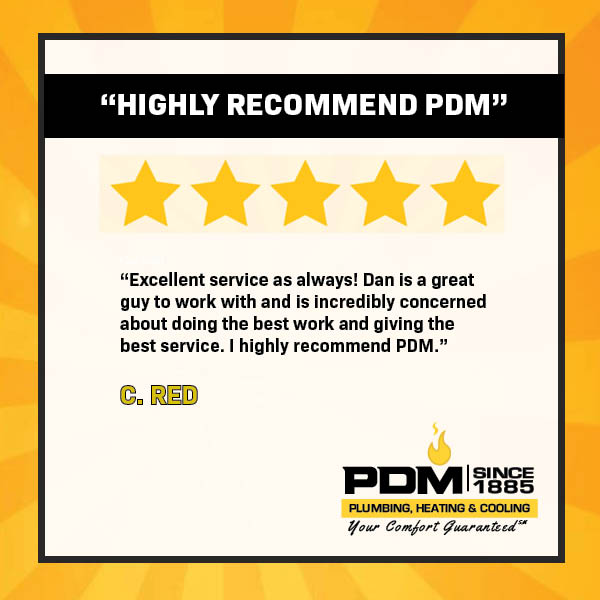 Positive customer review for water softener services by PDM
