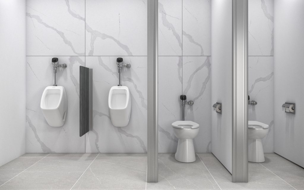 Commercial toilet and urinal washroom photo